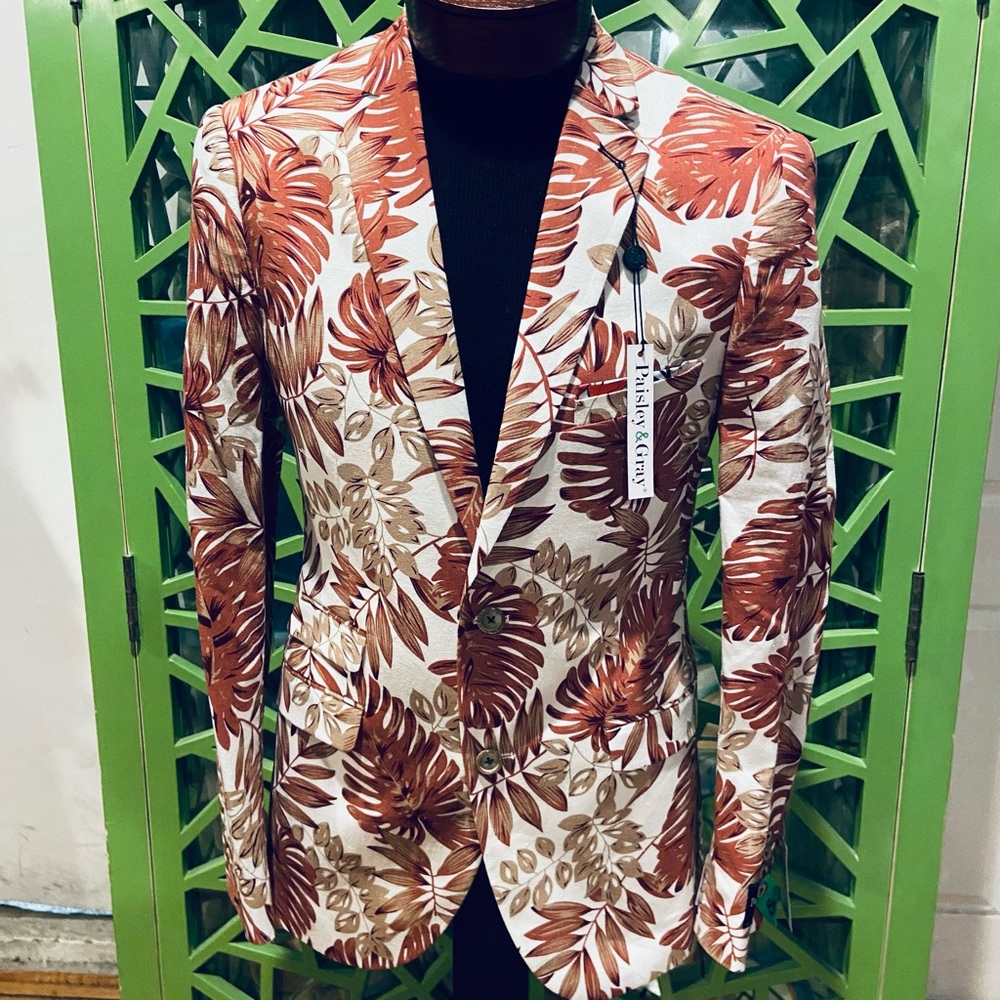 Paisley & Gray rust floral suit jacket blazer- 38R
